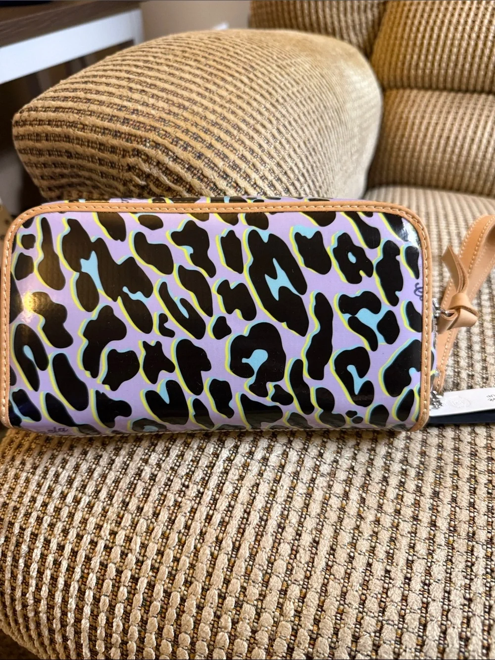 Consuela Lavender Aqua Leopard Zip Wallet